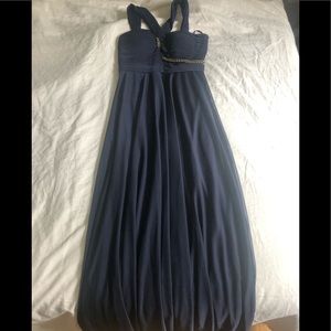 Navy dress with gold detail